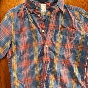 GAP Medium 100% cotton blue orange Plaid Shirt